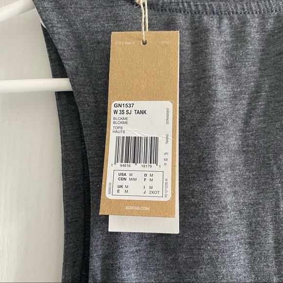 Adidas Aeroready Activewear Side Stripe Poly Blend Tank Top Grey+White Sz M NWT - Picture 7 of 10
